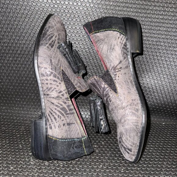 L'artiste by Spring Step Klasik Fronds Gray Metallic Tassel Loafers Womens 5.5-6 - Picture 5 of 8